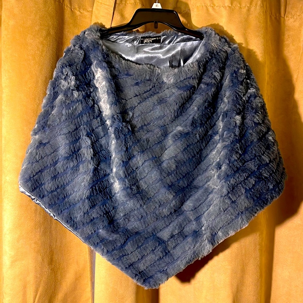 Blue Faux Fur Shawl